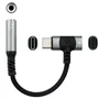 Nano Cable Cable Adaptador de Audio y Carga USB-C Macho a Jack 3.5mm Hembra y USB-C Hembra, 10cm, Negro - Ref: 10.24.1207